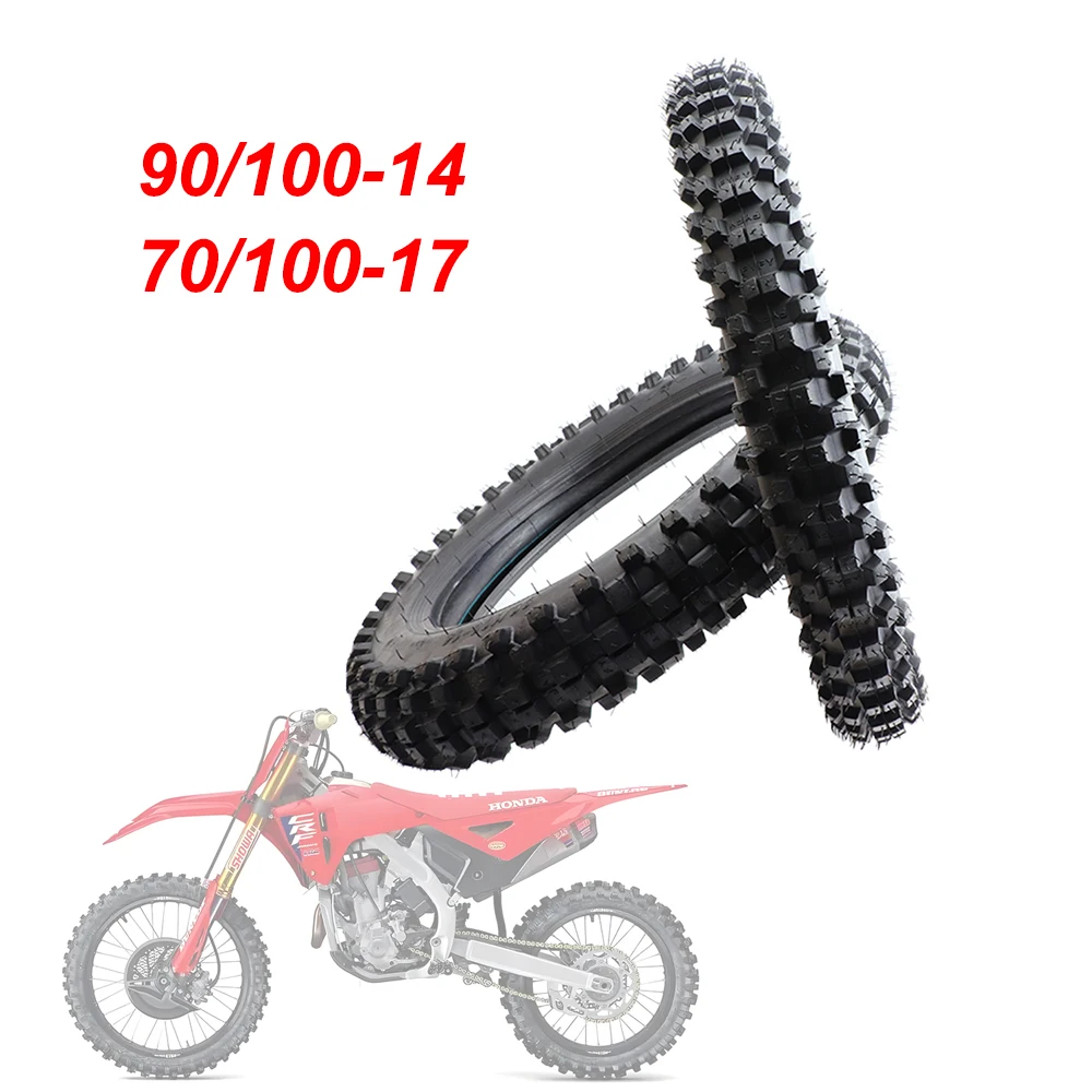 

Off-Road Tires 90/100-14 70/100-17 with Tubes for Dirt Pit Bike Dirt Bike Motocross 14 Inch 17 Inch Front and Rear Wheels