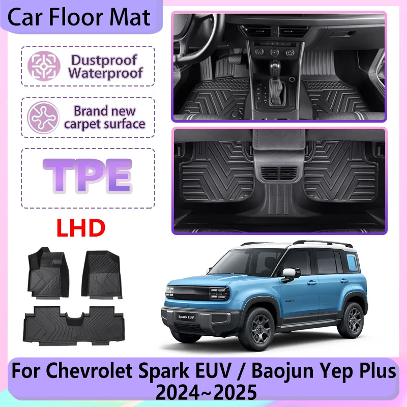 

LHD TPE For Chevrolet Spark EUV Baojun Yep Plus 2024 2025 Car Floor Mat Waterproof Foot Pad Liner Carpet Rugs Auto Accessories