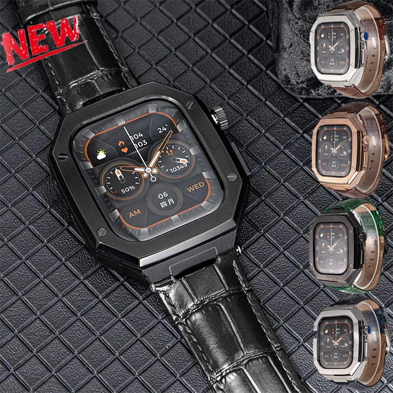 luxury-leather-strap-modification-kit-for-apple-watch-11-10-46mm-silicone-strap-for-watch-series-9-8-7-6-5-44mm-45mm-accessories