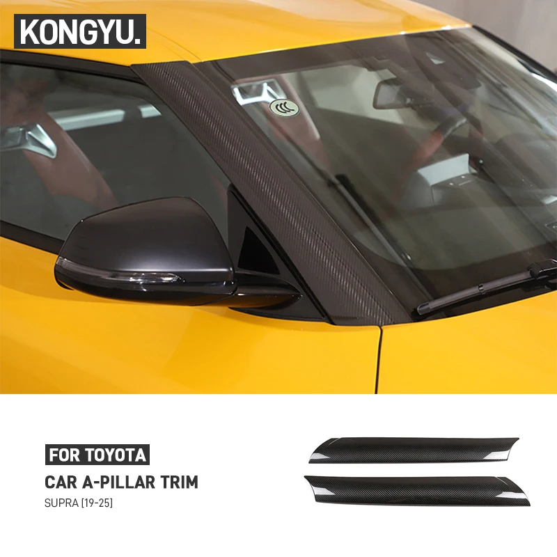

Для Toyota GR Supra A90 A91 MK5 2019-2025 настоящее углеродное волокно, переднее лобовое стекло автомобиля, панель передней стойки, декоративная наклейка