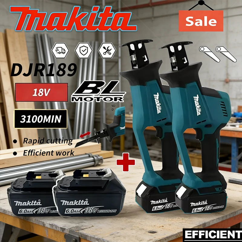 

Makita DJR189 Cordless Electric Reciprocating Saw Brushless Rechargeable Wood Metal Cutting Saw Portable Saw Power Tool
