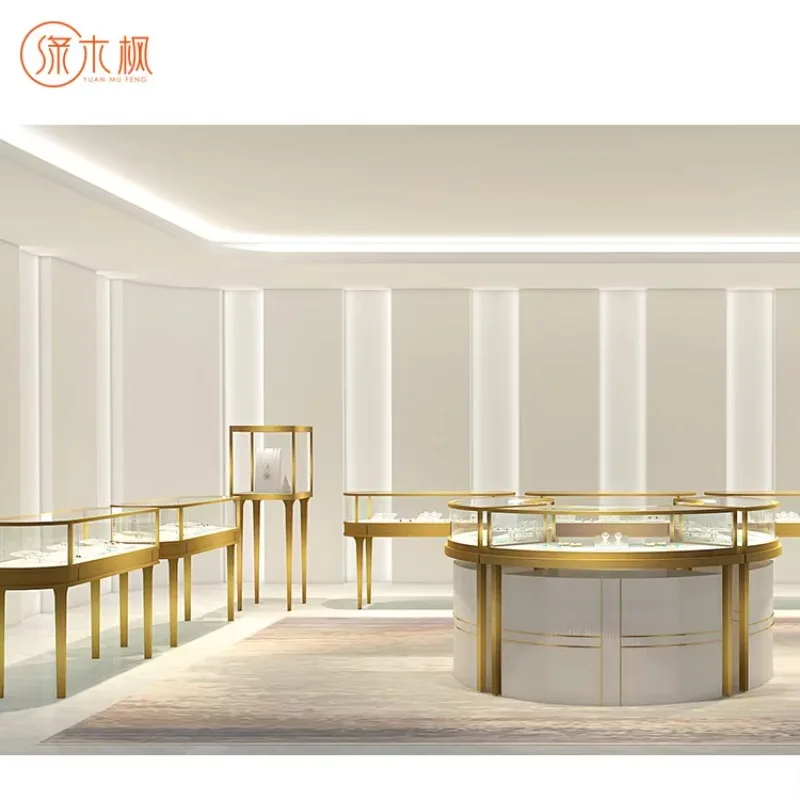 Espositore per vetrine in vetro per gioielli di artigianato esperto Produttore di armadietti per vetrine per gioielli di design del nuovo negozio