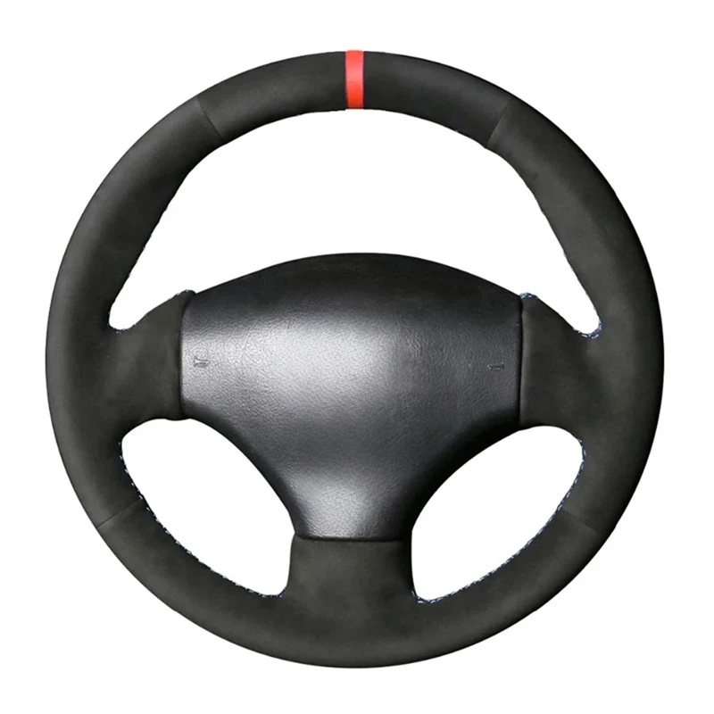 Customized Car Steering Wheel Cover Non-Slip Suede Leather Braid For Peugeot 206 1998-2005 206 SW 2003-2005 206 CC 2004 2005