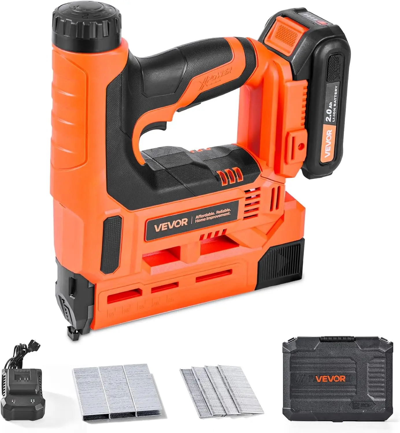 

Аккумуляторный гвоздезабиватель-степлер 2-в-1, 18 калибр, с батареей и зарядным устройством, в комплекте скобы и гвозди для деревообработки и DIY