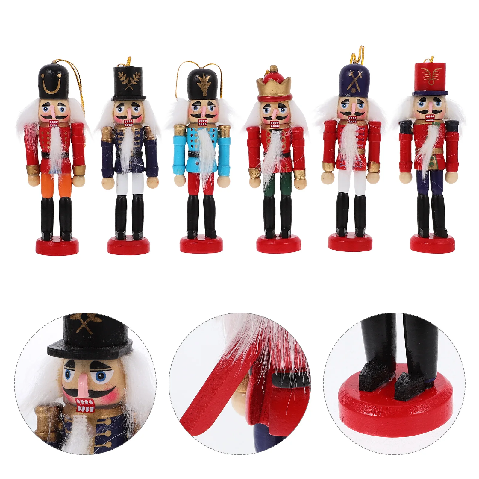 

Wooden Nutcracker Ornaments Christmas Tree Decorations Colorful Soldier Clip Crafts Home Holiday Decoration Xmas Hanging Figures