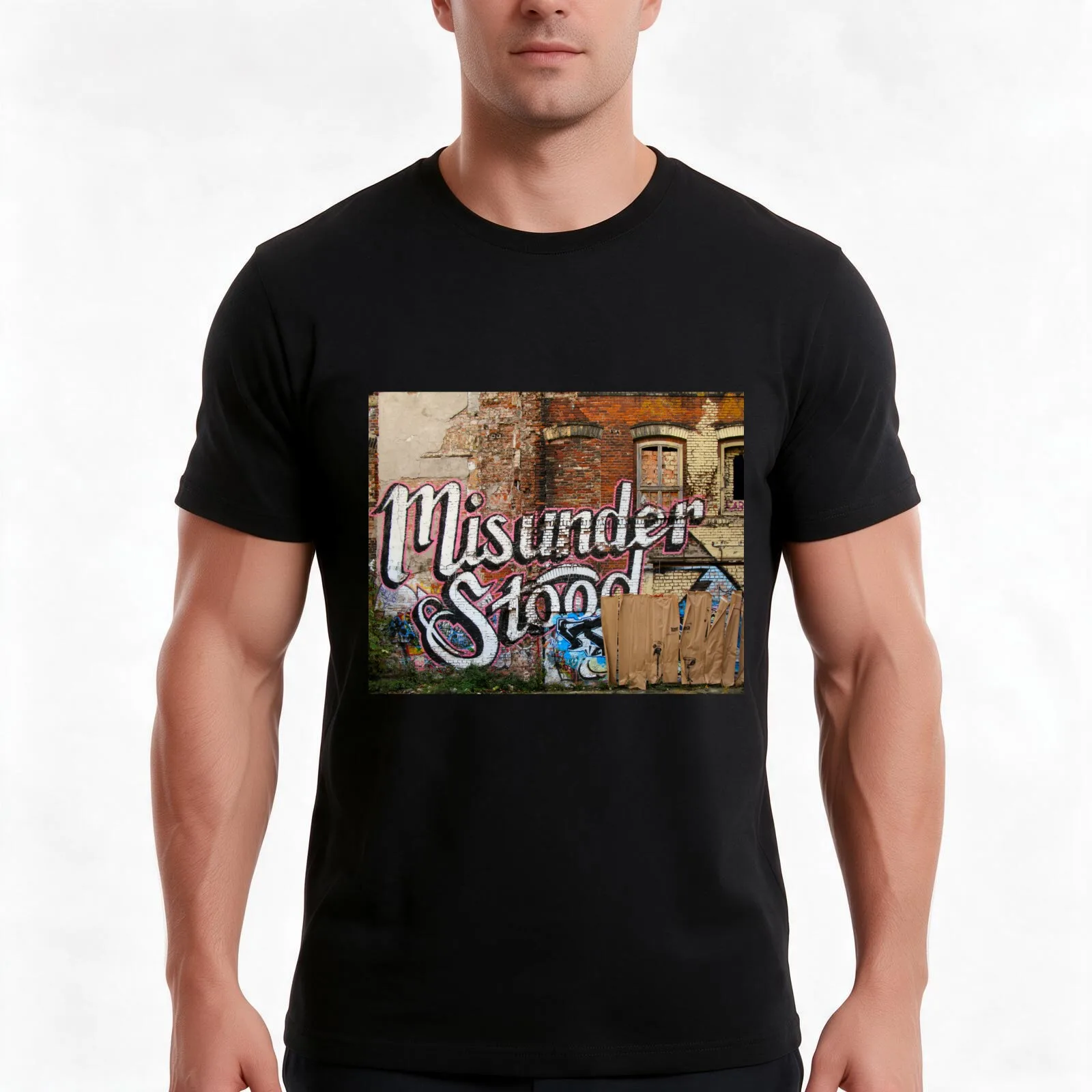 Misunderstood - Graffiti on an abandoned factory in Berlin Germany T-Shirt Summer Casual Cotton Tee Oversized Streetwear Tops