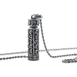 Retro Six Syllable Mantra Cylinder Pendant Locket keepsake Tibetan Scriptures Lucky Amulet Charm for Men Necklace Jewelry Choker