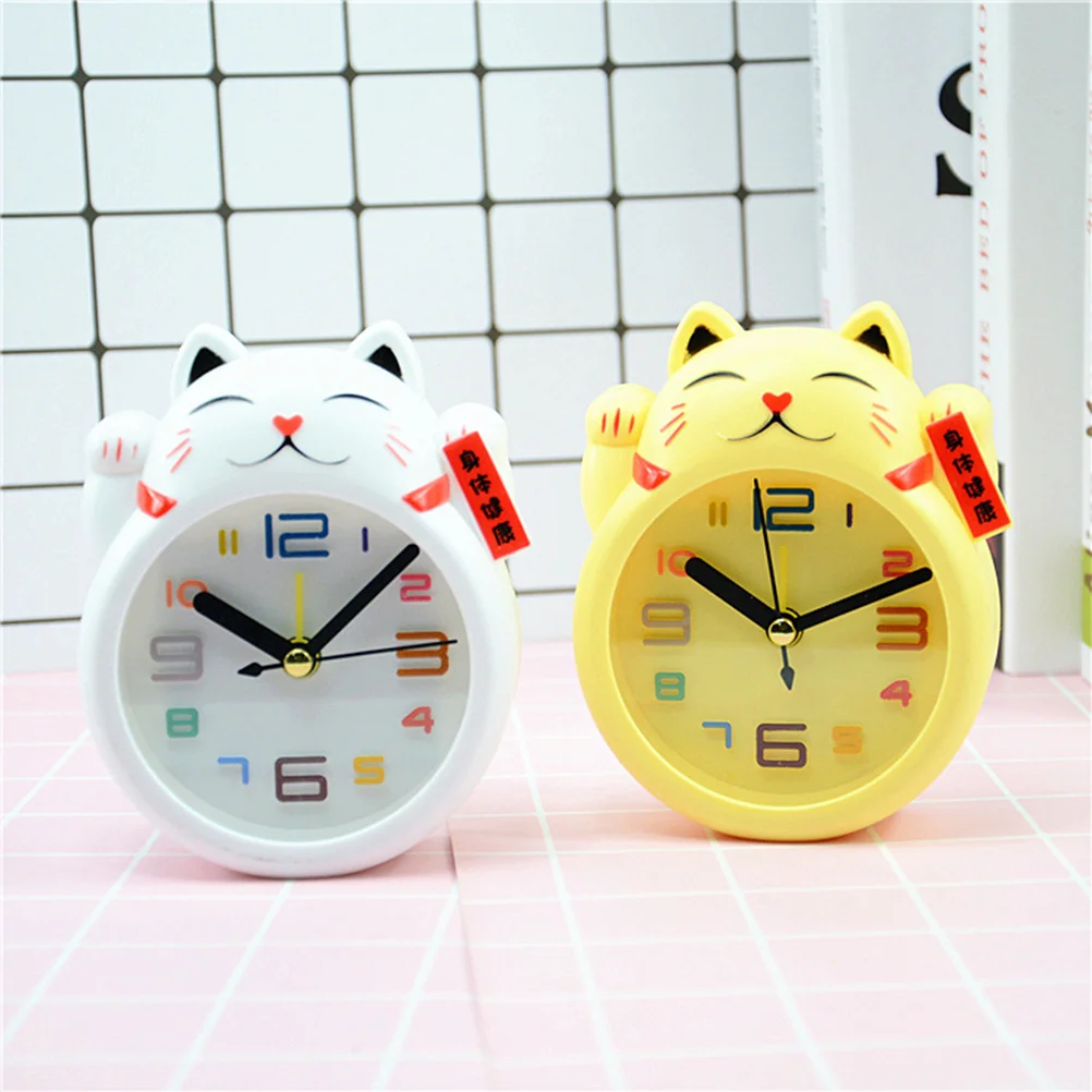 

1pc Cat Alarm Clock Desk Clock Creative Cartoon Cat Shape Design Alarm (White without Random Font Style)