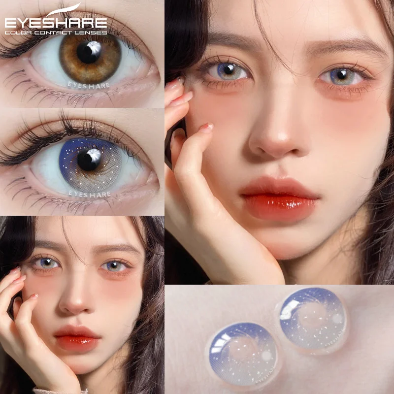 EYESHARE 1 Pair Colorcon Color Contact Lenses for Eyes Natural Brown Contacts Lenses Yearly Blue Eyes Lens Purple Colored Lens