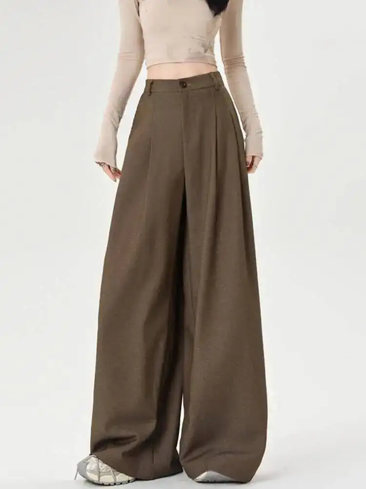 Women Pants 2025 New Style Women's High End Black Suit Pants Women High Waisted Pants Loose Floor Dragging Wide Leg Pants