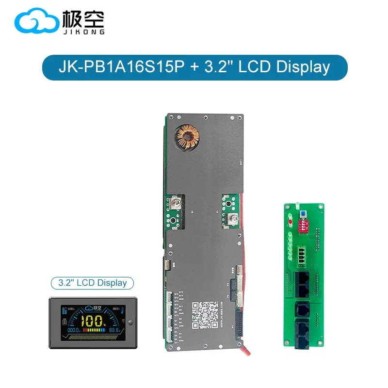 JK Smart BMS مخزون جاهز PB2A16S15P 3.2 بوصة LCD لـ Lifepo4 Li-ion LTO لـ Growatt Deye Inverter لوحة تخزين الطاقة للمزرعة المنزلية