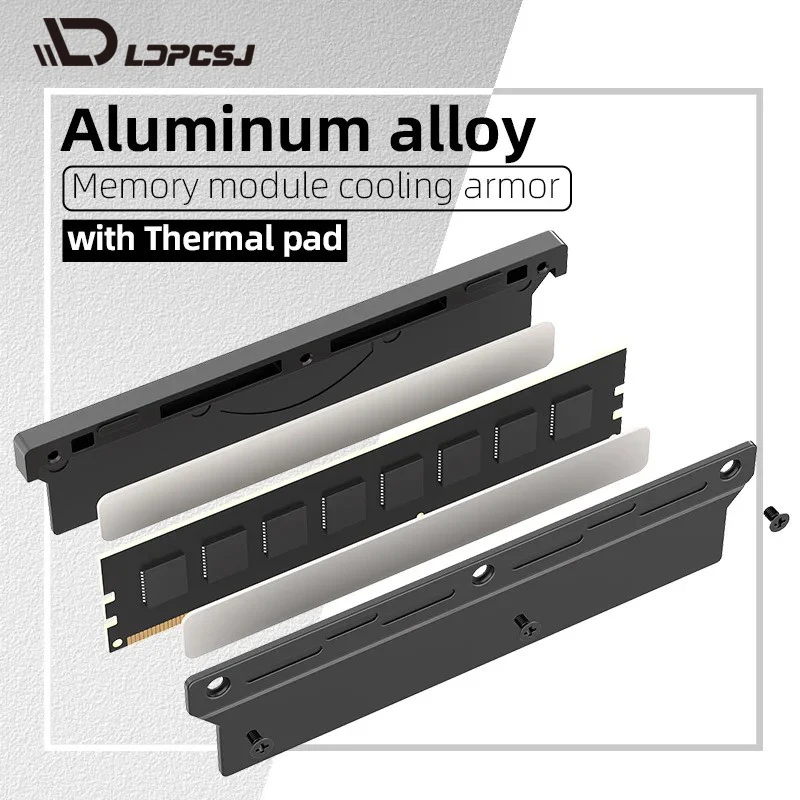 LDPCSJ RAM Heatsink DDR2 DDR3 DDR4, Aluminum Alloy Memory Cooler Radiator Vest with Thermal Pads for PC Desktop Heat Dissipation