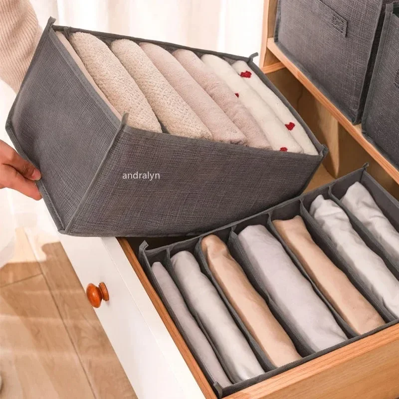 السراويل الجينز صندوق تخزين خزائن الملابس المنظم خزانة منظم أدراج الملابس الداخلية الجوارب تي شيرت خزانة التخزين المنظمون #4