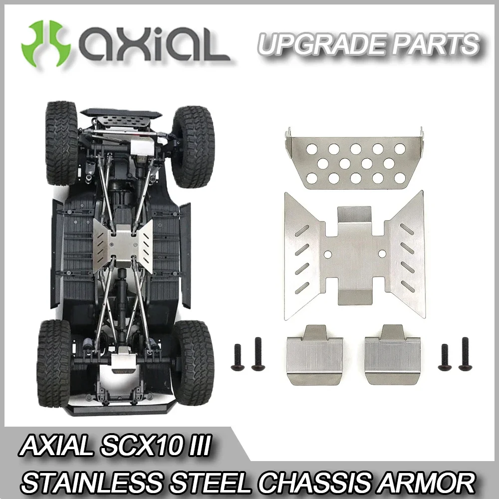 Plaque de protection blindée de châssis en acier inoxydable, protecteur de fond en métal pour AXIAL SCX10 lll AX103007 RC, pièces de mise à niveau de voiture sur chenilles