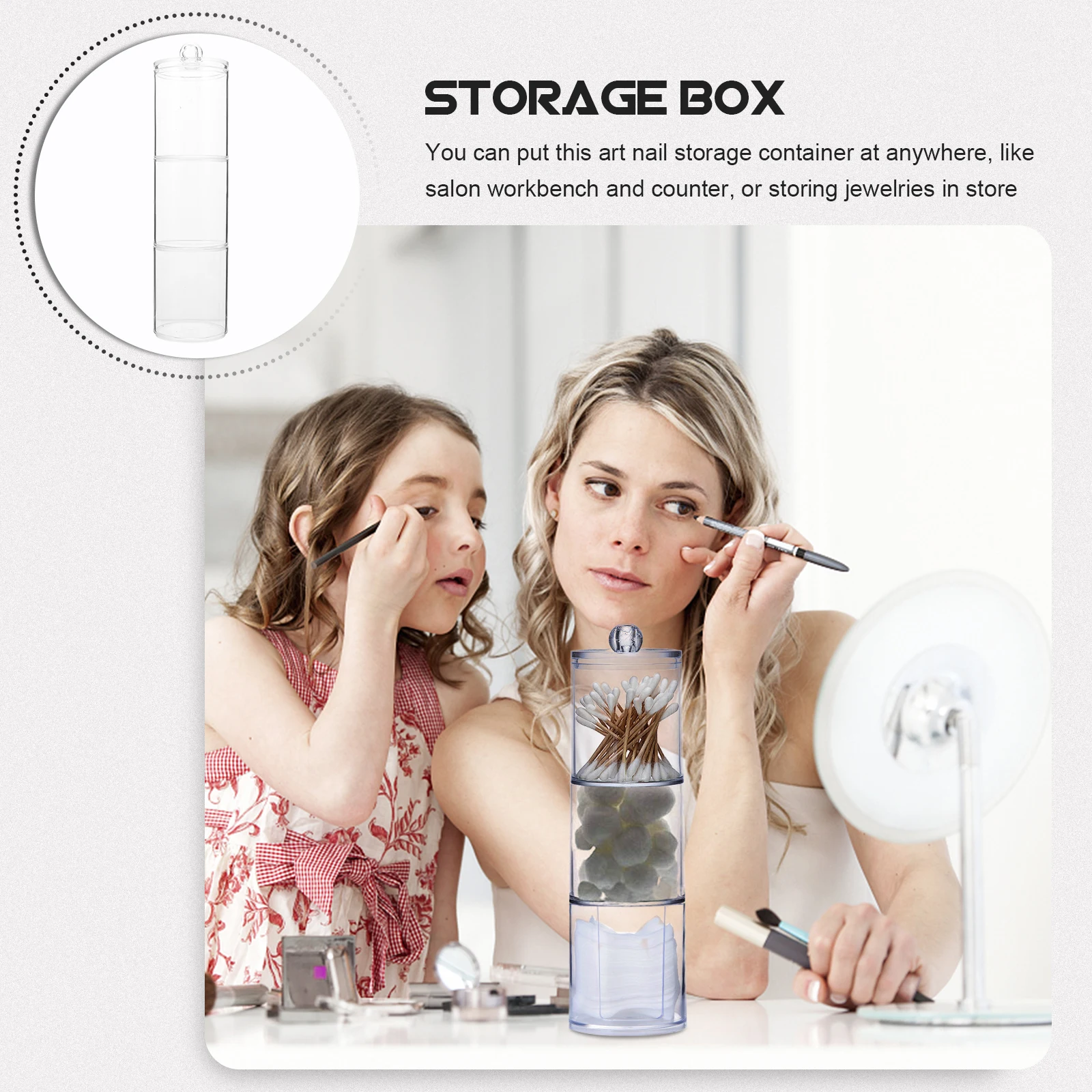 

Makeup Remover Cotton Storage Box Large Capacity Bathroom Organizer Item Jar Swab Container Accessories Holder