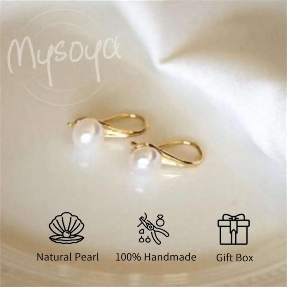

MYSOYA White Pink Purple Pearl Earrings With Open Huggie Hoops Gift Box Gift for Her Wedding /Christmas /Birthday/ New Year Gift