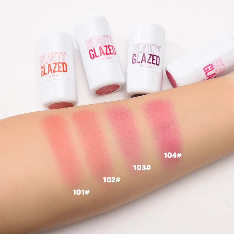 Stain Rotatable 4 Colors Blusher Stick Beauty Glazed Water Jelly Tint Stick Lip&Cheek Blush Easy Rouge Coloring Moisturizing Pen