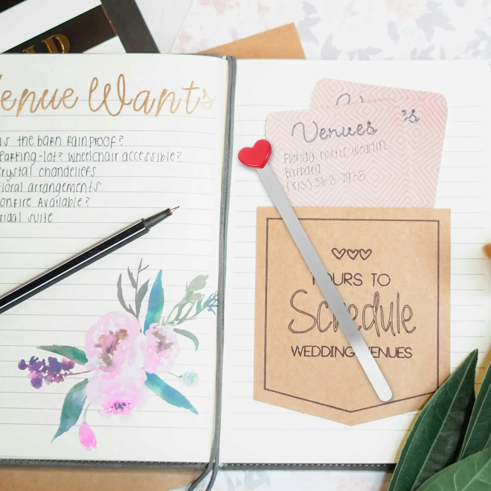 

Exquisite Heart Shape Metal Bookmark Lightweight Reading Page Marker Gift Metal Bookmarks for Women Bookmark