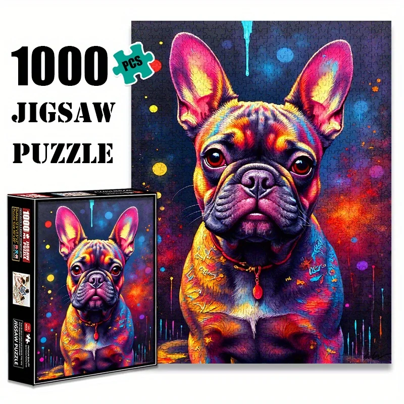 จิ๊กซอว์กระดาษรูปสุนัขเรนโบว์ดูเดิล 1000 ชิ้น ของเล่นจิ๊กซอว์ขนาดใหญ่สำหรับผู้ใหญ่ เกมเสริมสร้างความสัมพันธ์ในครอบครัว ของตกแต่ง DIY ฝึกสมอง