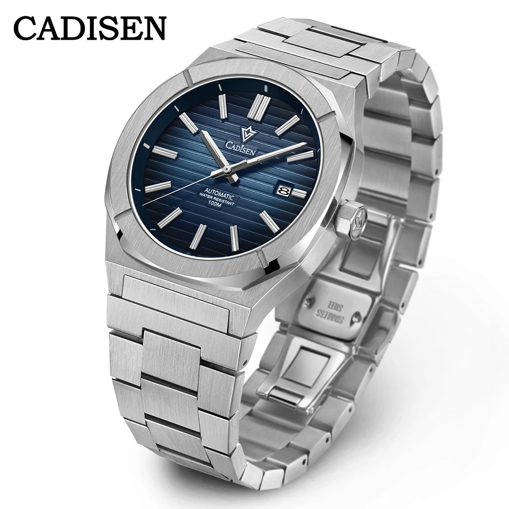 CADISEN Duikhorloge Retro Luxe Saffier MIYOTA 8215 Duitse Designer Mannen Automatische Mechanische Horloges 10 Bar Waterdicht Lichtgevend