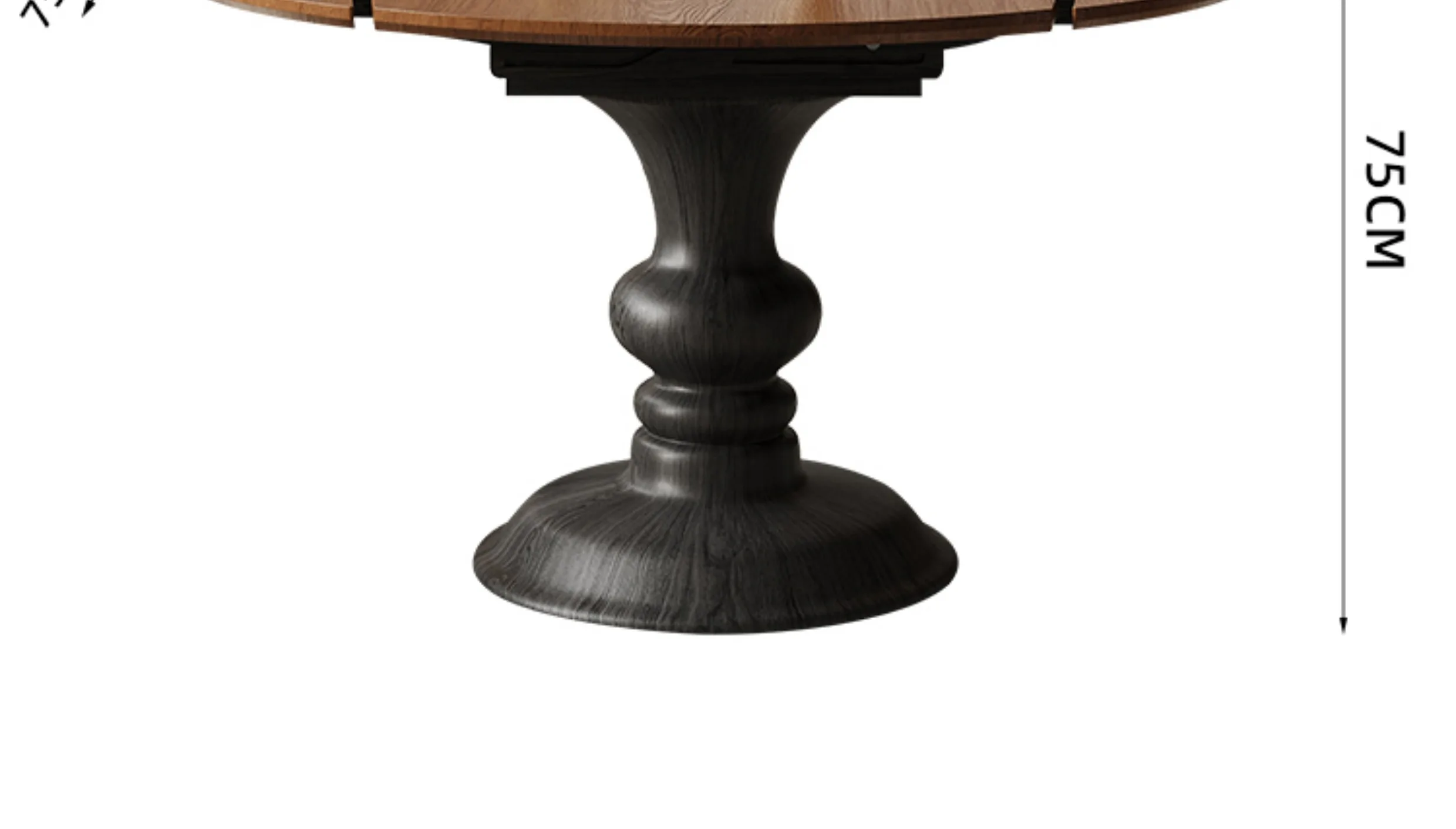 Vintage Style Solid Wood Dining Table French Retro Style Home Small Apartment Extendable Folding Round Square