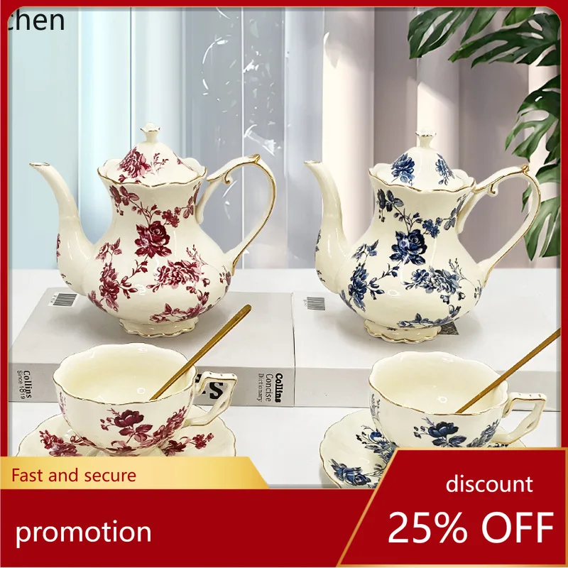 

Винтажный набор кофейных чашек Hxl с блюдцами, керамический чайник и чашки с золотой отделкой.