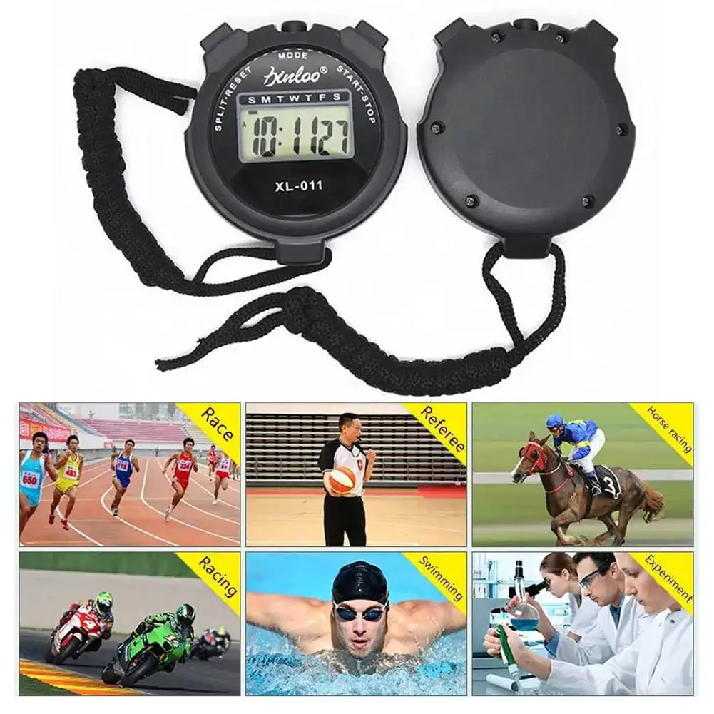 For XL-011 Handheld Sports Stop Watch Digital Display Fitness Timer Counter Portable 4Colors For Sports Stopwatch Chronogra F0W9