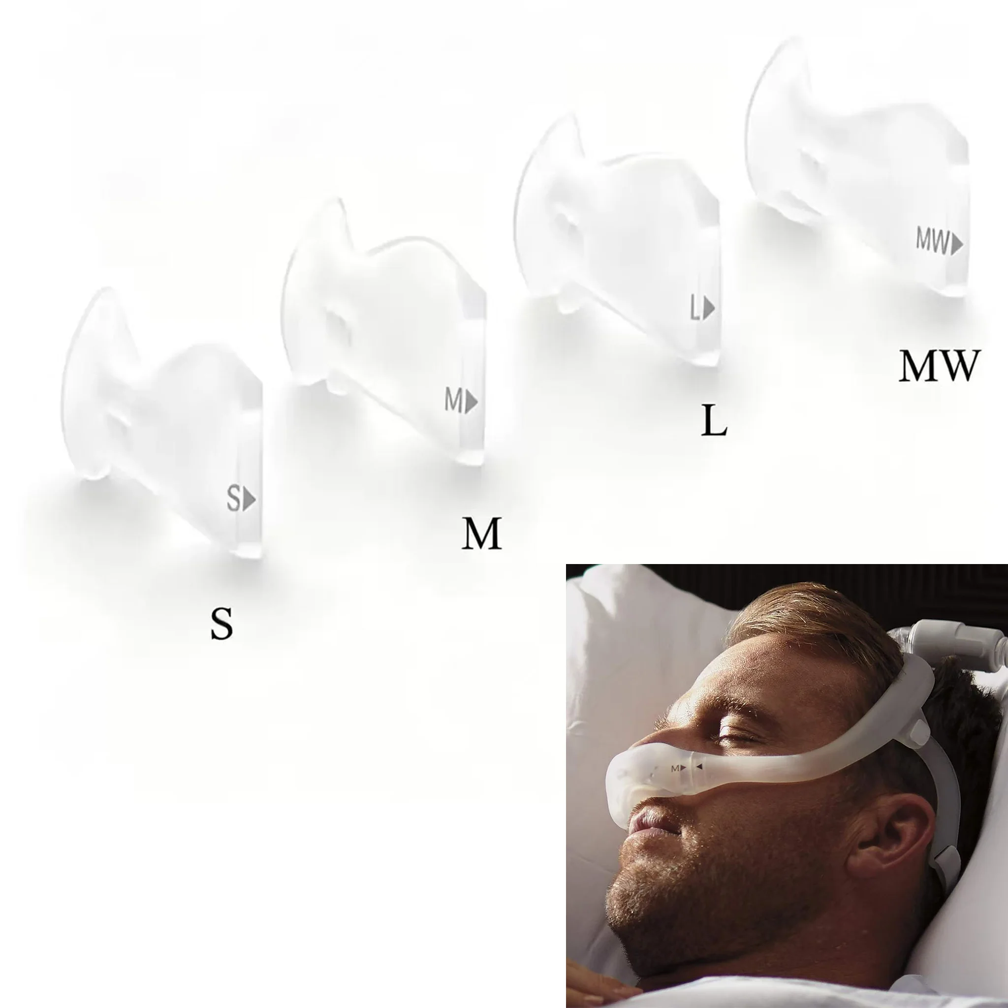 Under The Nose Nasal Cushion CPAP Replacement Nasal Pillow Soft Silicone Anti Snoring Mask Accessory S/M/MW For Sleep Breathing