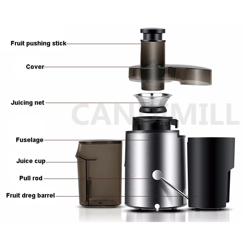 Stainless Steel Electric Juicer Household Multifunctional Fruit Juice Extractor Juicing Machine Food Processor