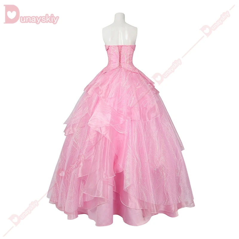 Glinda Wicked Cosplay Costume Disguise Adult Women Pink Dress Halo Roleplay Female Dresse Fantasy Outfit Halloween Carnival Suit