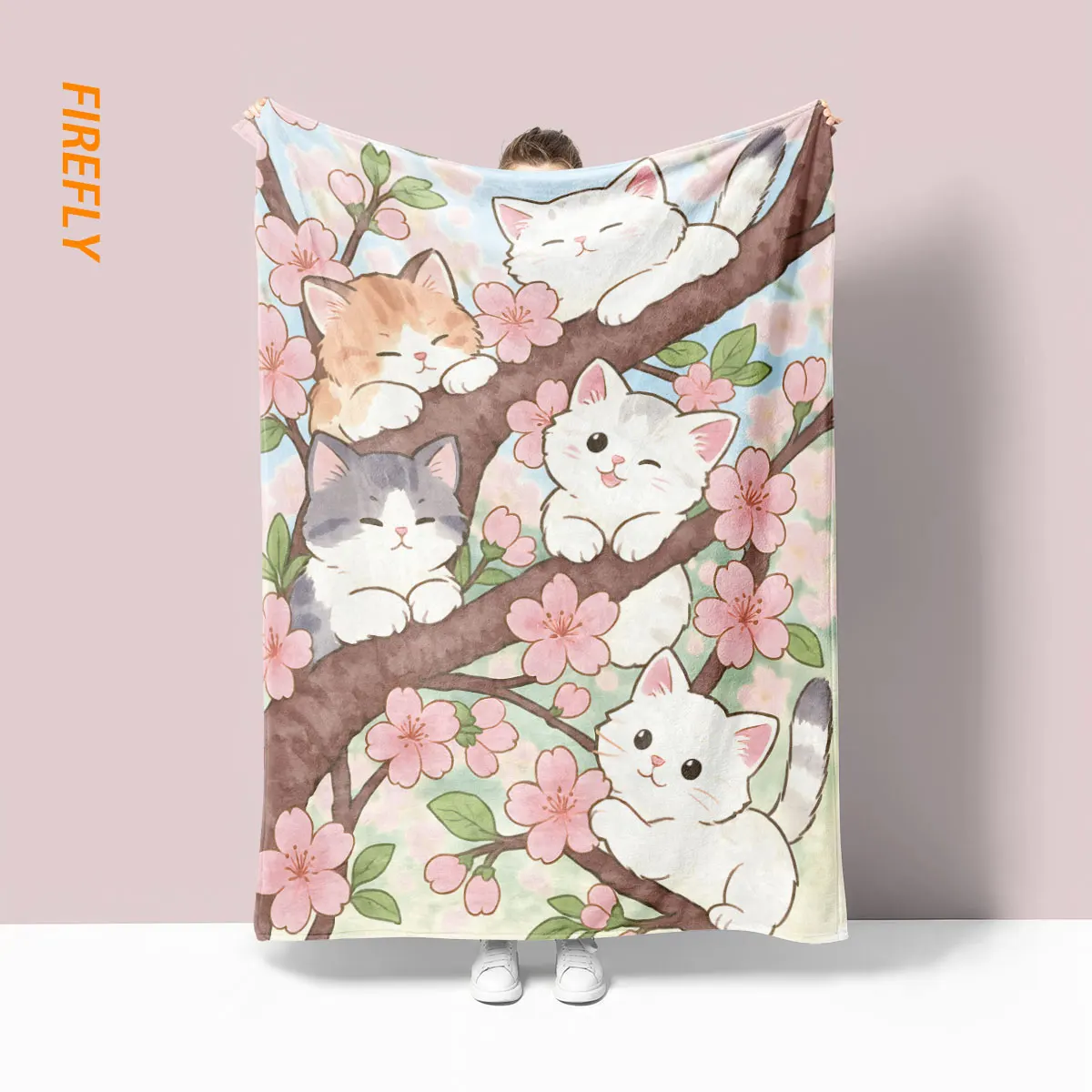 Cute Cat Flannel Print Blanket Office Nap Shawl Blanket Student Dormitory Air Conditioner Leg Blanket Anime Blanket