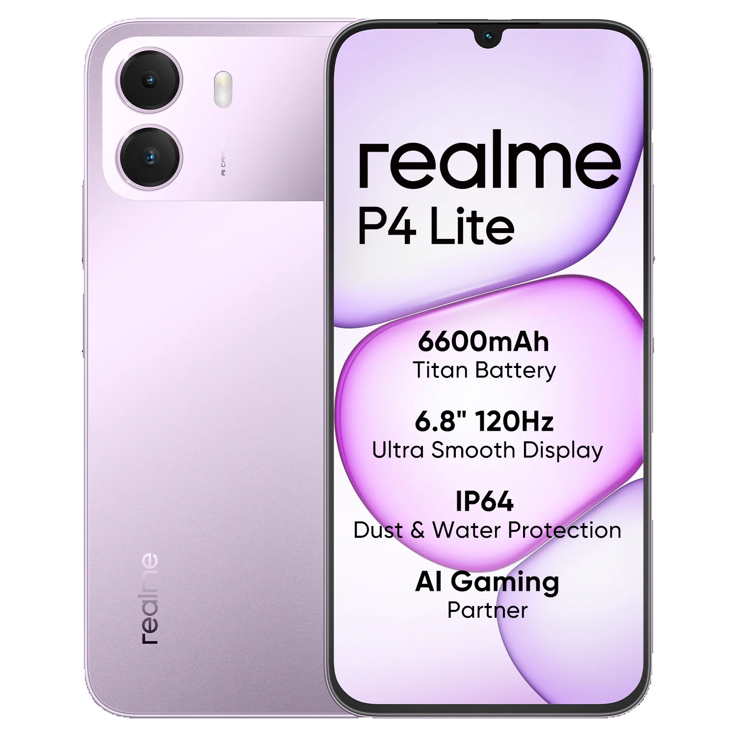 realme P4 Lite Smartphone, 6600-mAh-Akku, 15-W-Ladefunktion, 6,8-Zoll-Display mit 120 Hz, T7250-Prozessor, 8-MP-Kamera, Ladegerät nicht im Lieferumfang enthalten.
