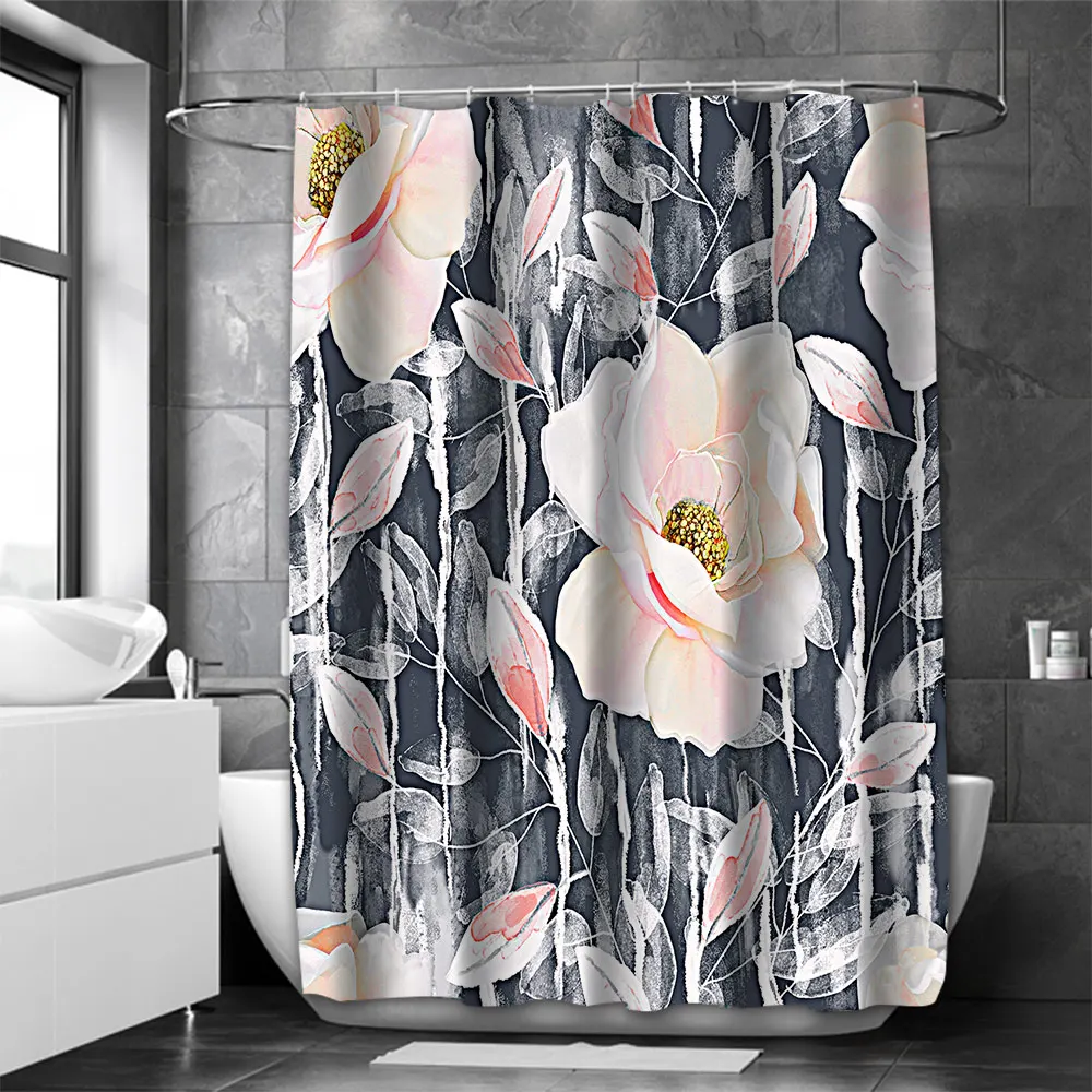 

Flowers And Plants Bathing Curtain Bathroom Nordic green leaf Shower Curtain Waterproof With 12 Hooks Home Deco Free Ship