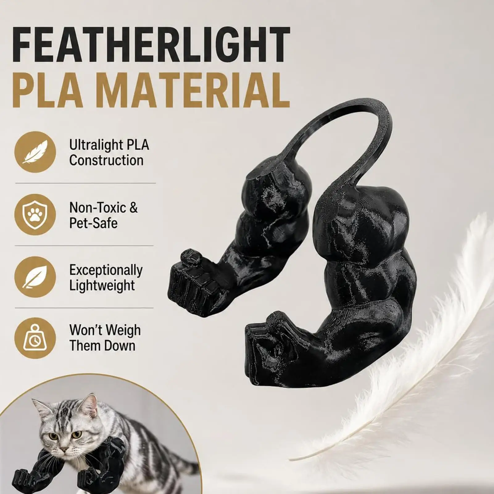 3D-gedrucktes Kostüm mit Muskulösen Armen für Haustiere, Lustiges Cosplay-Accessoire für Katzen und kleine Hunde, Urkomisches Halloween-Party-Foto – Detail 2