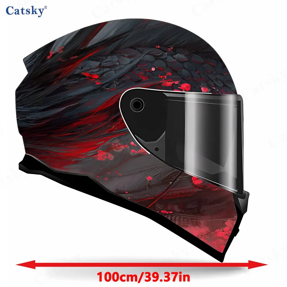 Scarlet-flamed Fierce Black Dragon Pattern Helmet stickers , PVC Material Multifunctional Helmet Stickers, Scratch-Resistant & F