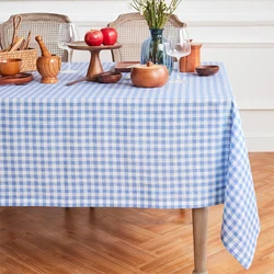 1 Piece Set, Modern Simple Blue Small Plaid Tablecloth, Japanese and Korean Style Minimalist Style Dinner Restaurant Table Mat Restaurant and Picnic Tablecloth