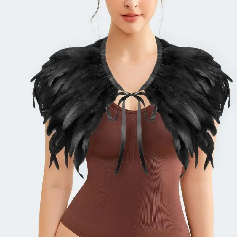 Y5GC llamativo chal plumas para mujer Halloween Cosplay 1920 Syle encogimiento encogimientos