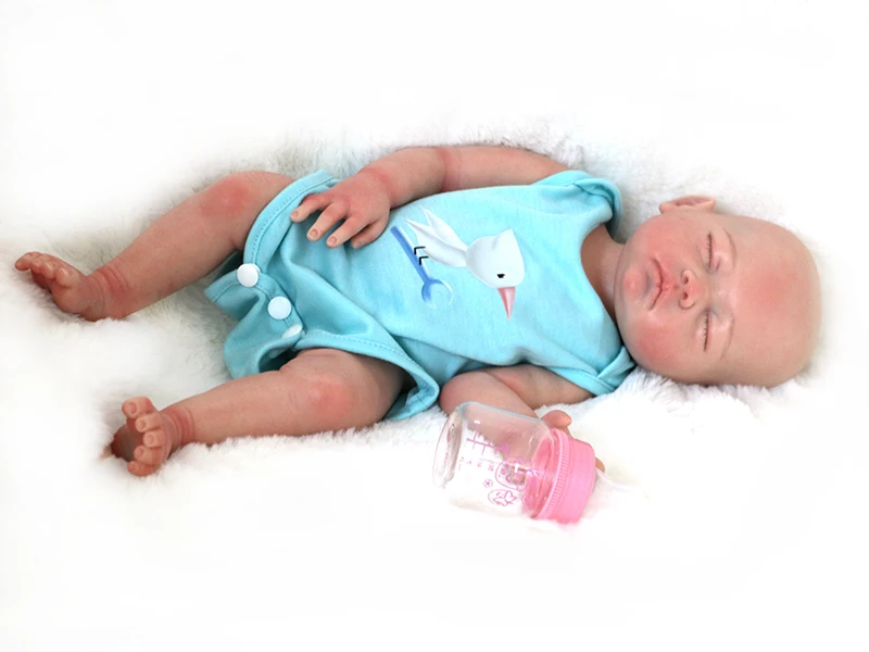 Спящий ребенок для 18-дюймовой силиконовой куклы реборн, ручная роспись, мягкая силиконовая настоящая милая кукла реборн для детей