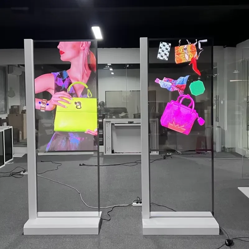 55 Inch 1080P Double Screen Touch OLED Digital Poster Floor Stand for Retail Store Advertising Elevator Wayfinding Subway SDK
