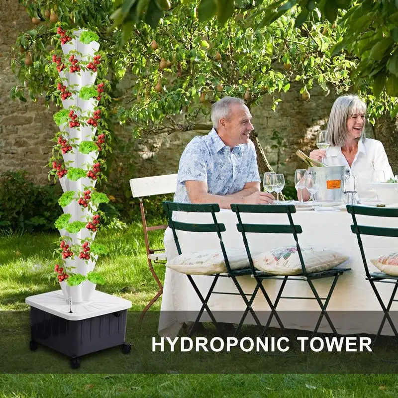 Vertical Hydroponic Garden Tower 10-layer Hydroponic Tower For Strawberries 50 Slots Vegetable Planter American Specifications