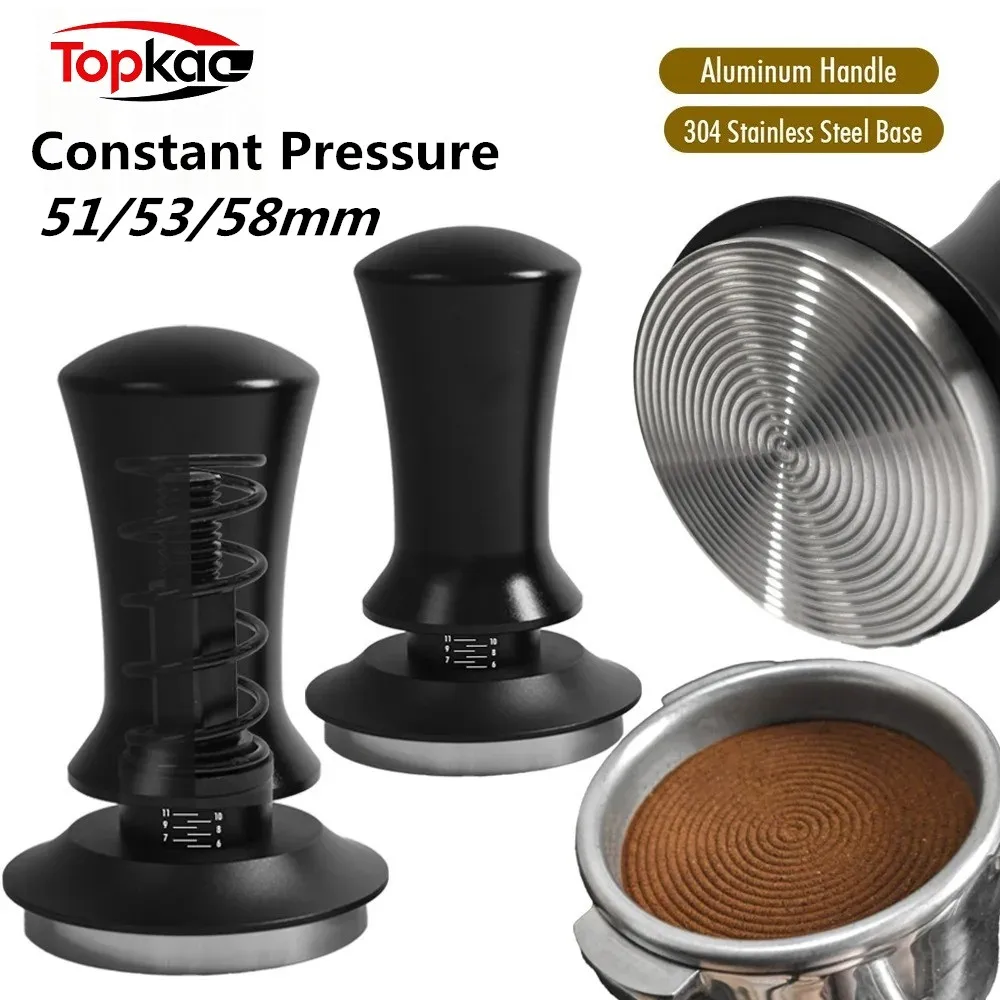 Constant Pressure Coffee Tamper 51mm 53mm 58mm, Ripple Base Calibrated Spring Loaded Espresso Tamper, Professional Barista Tools