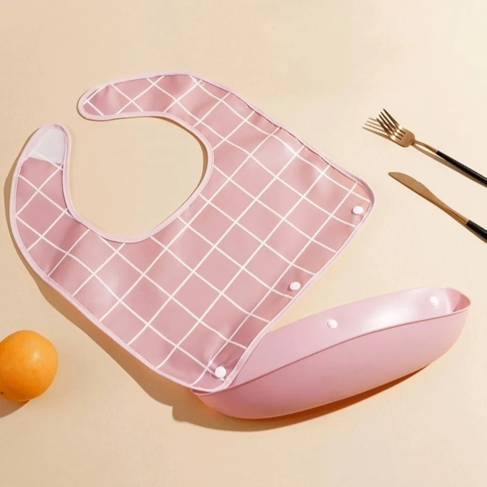 Comfortable Plaid Pattern Adult Bib Waterproof Washable Feeding Bib Multiple Sizes Stain Resistant Eating Smock Elderly Care