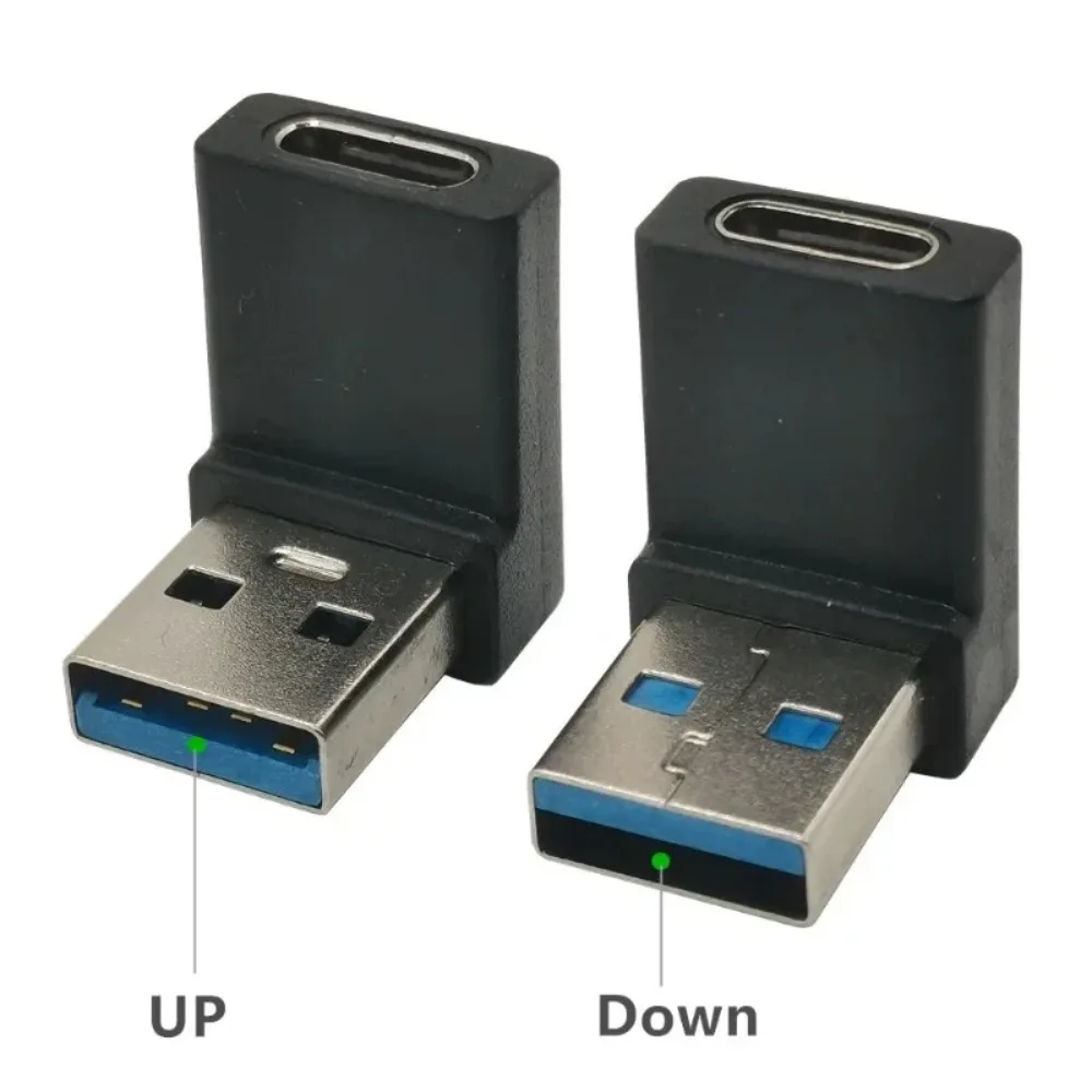 USB C Adapter UP Down Left Right Angled 90 Degree USB3.0 A Male to Type-C Female Converter Charging