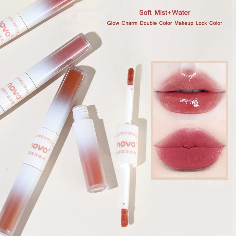 

Emotional dual effect lip gloss water gloss mirror finish velvet matte plain lipstick not easy to fade not sticky cup