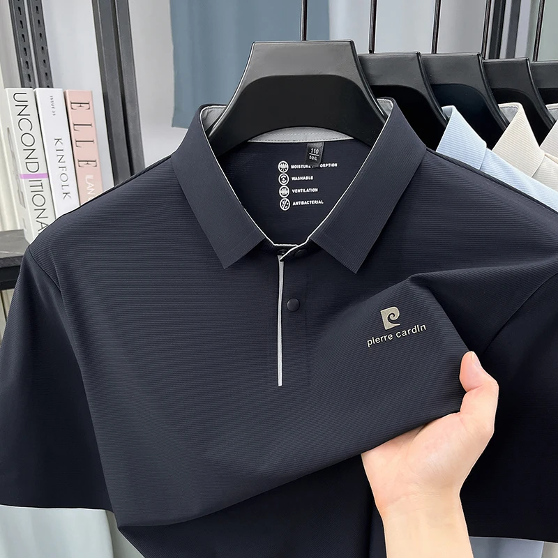 Ice Silk T-shirt Men's Short Sleeved Polo Shirt 2026 Summer New Item Middle-aged Loose Cool Non Ironing Top