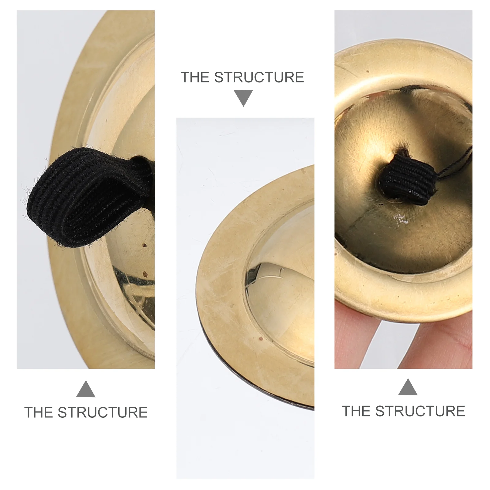 2 Pairs Bronze Finger Cymbal Hand Cymbals Cymbalas Instrument for Belly Dancing Mini Zills Instruments Kids Percussion