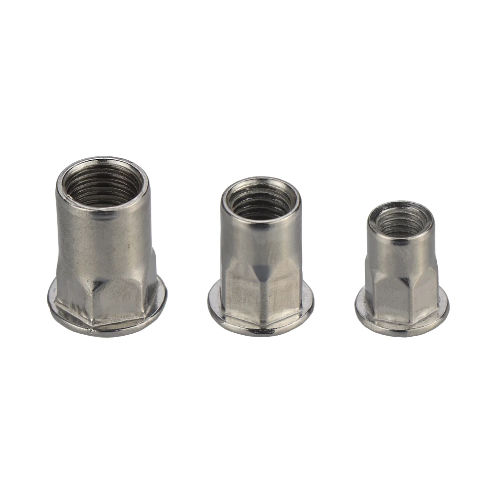 HIFESON 20pcs 304 Stainless Steel Hexagonal Nuts Flat Head Tivet Nuts Insert Nuts M3 M4 M5 M6 M8 M10