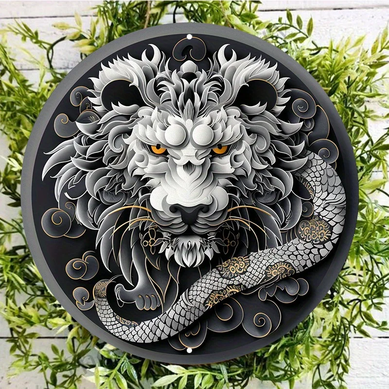 Elegant Lion Head Aluminum Wall Sign, UV and Scratch Resistant, Easy to Hang, Outdoor and Indoor Decoration, Wall Art Home Decor