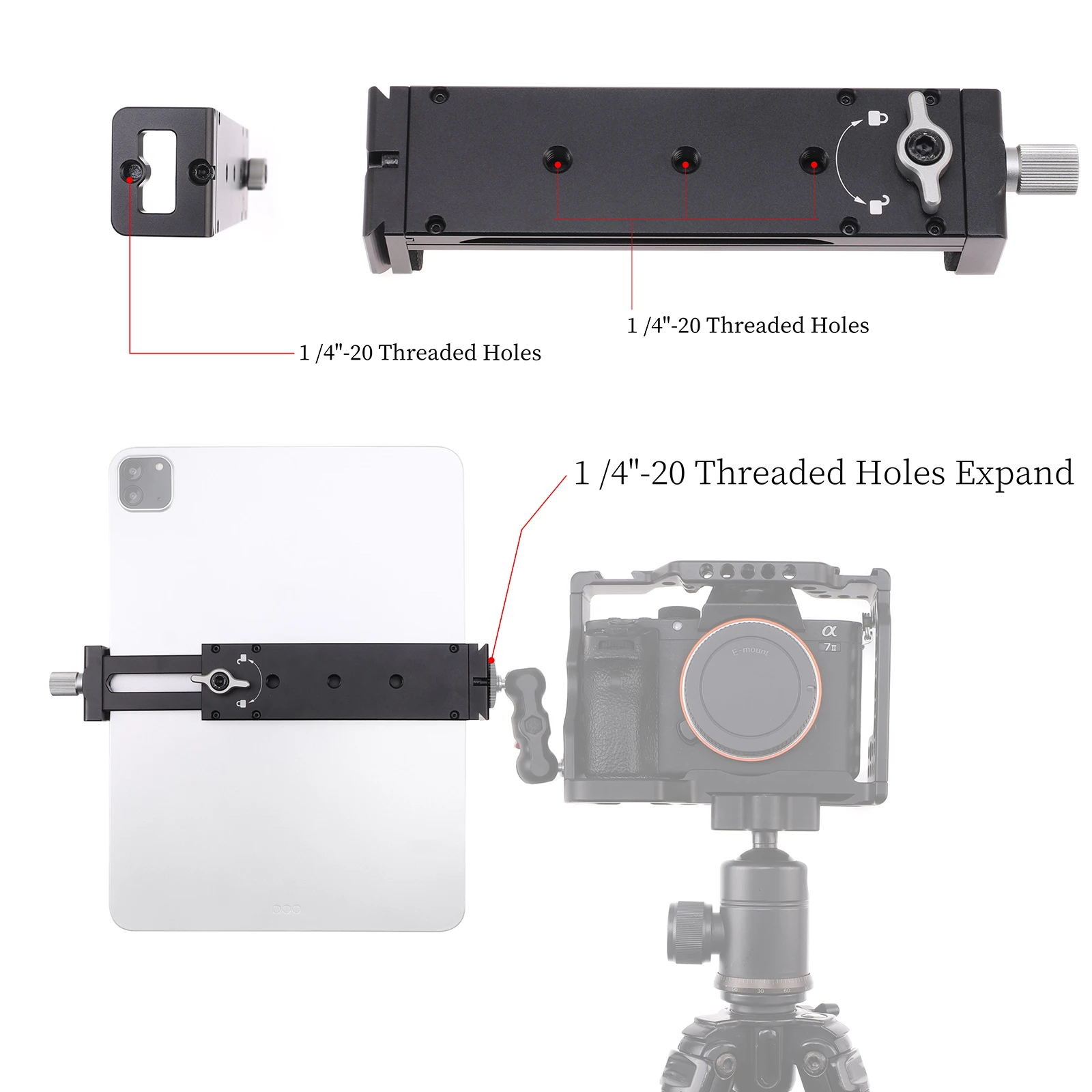 IPad air Pro 11 "タブレットスタンド,iPhone,カメラ,三脚,ラップトップ,写真用のプロ仕様のクリップ