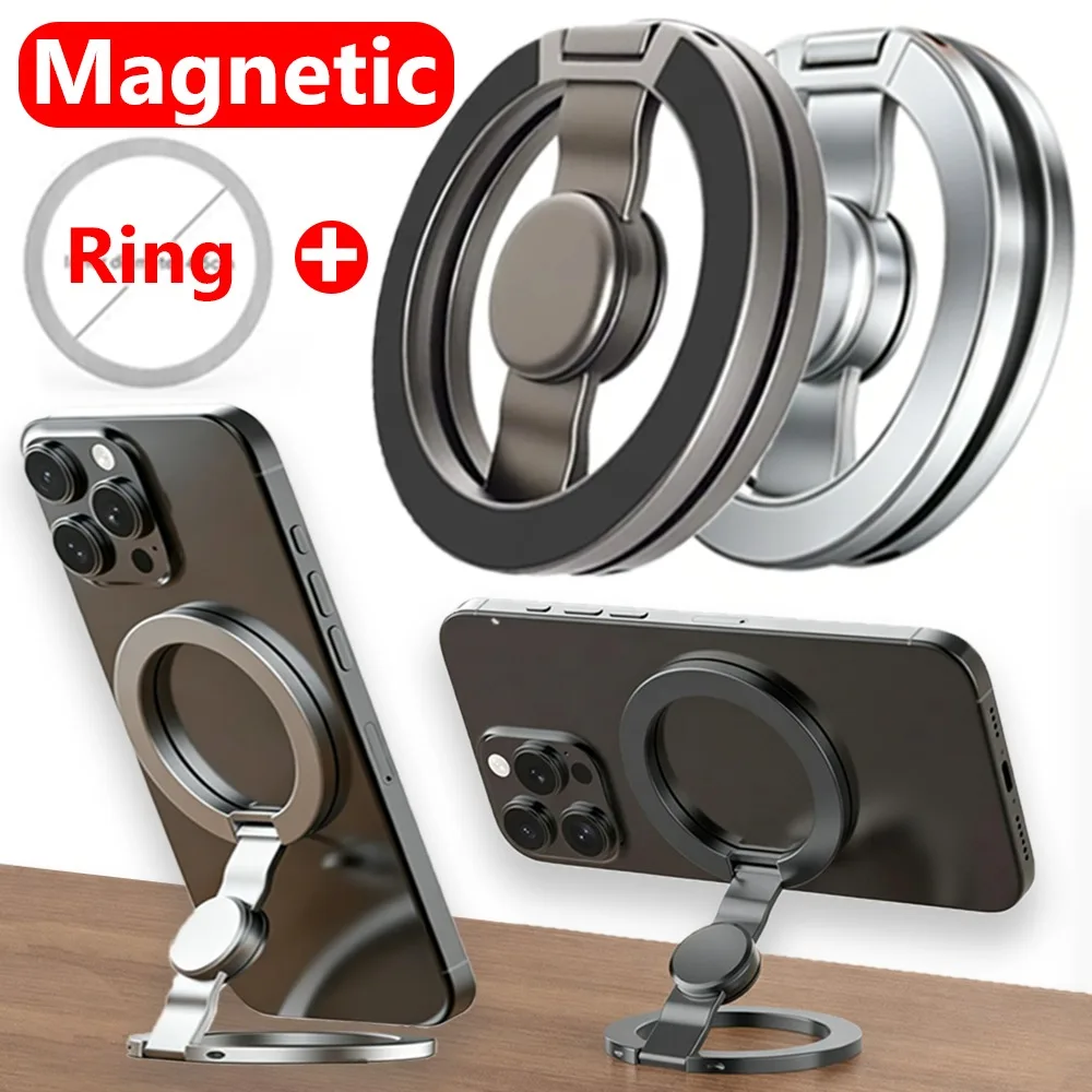 

Double-sided Magnetic Rotating Gyroscope Portable Phone Holder Grip for IPhone 17 16 15 14 Pro Max for MagSafe Stand Accessories